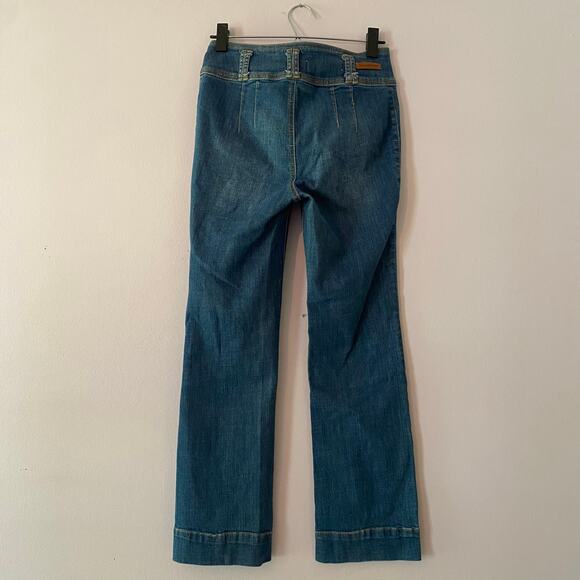 Pilcro Anthropologie Women's size 26 Dark Wash Cropped Flare High Rise Jeans - Picture 6 of 11